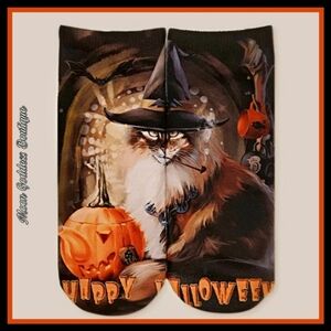 Halloween Cat ✦ Bundle-Only Socks ✦ Goth Print Cotton Pair $3 Add-On NWT